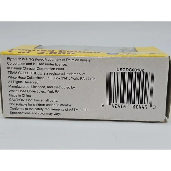 USC Plymouth Prowler Limited Edition 1:56 Diecast Car 2000 NOS In Box  1 of 3000 - Picture 11 of 11